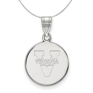 Sterling Silver U of Virginia Medium Disc Necklace - 18 Inch